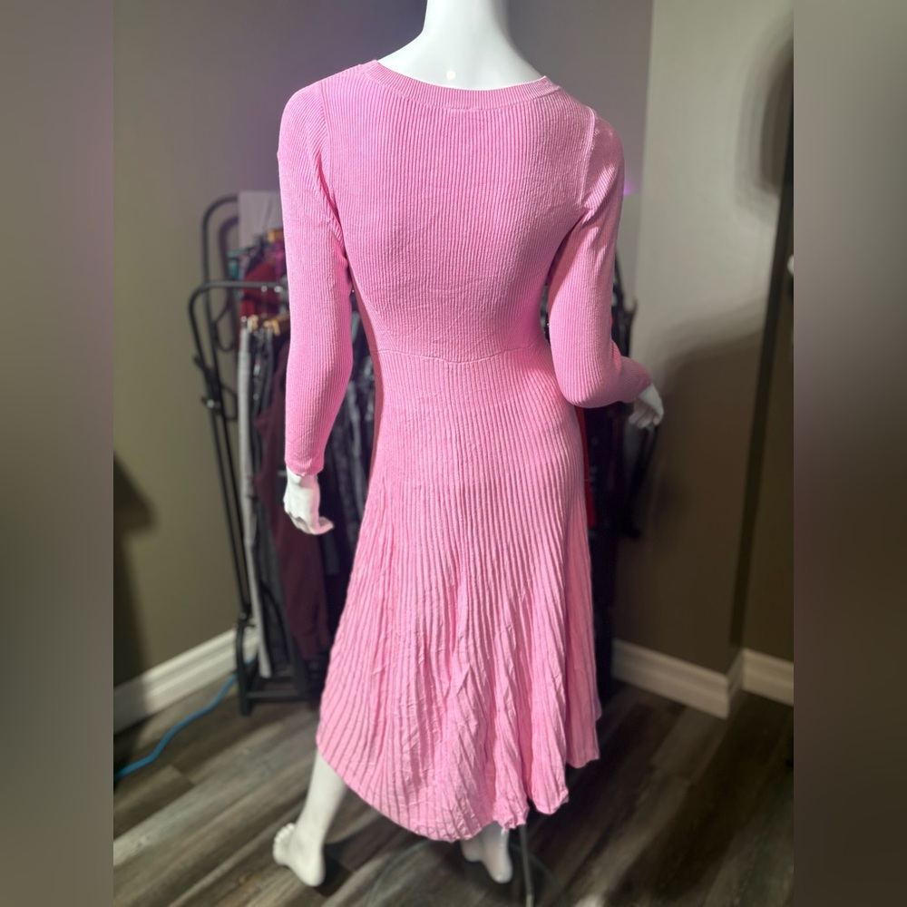 By Anthropologie Long-Sleeve Ribbed Sweater Midi Dress SP - Picture 2 of 9